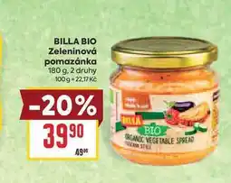 Billa BILLA BIO Zeleninová pomazánka nabídka