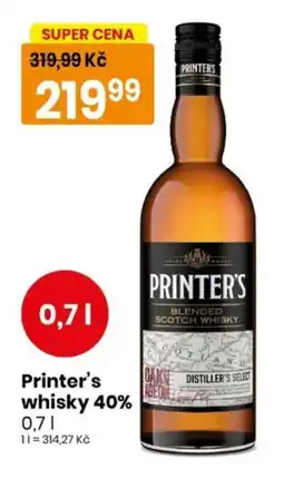 TEMPO Printer's whisky nabídka