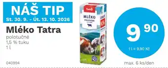 Mléko Tatra polotučné