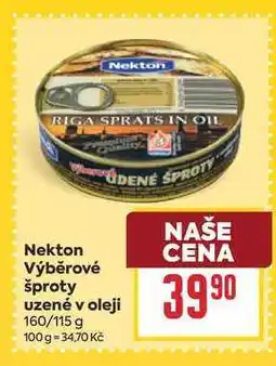Billa Nekton Výběrové šproty uzené v oleji 160/115 g nabídka