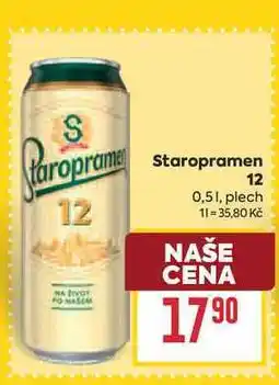 Billa Staropramen 12 0,51, plech nabídka