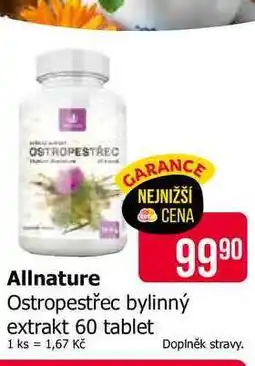 Teta Allnature Ostropestřec bylinný extrakt 60 tablet nabídka