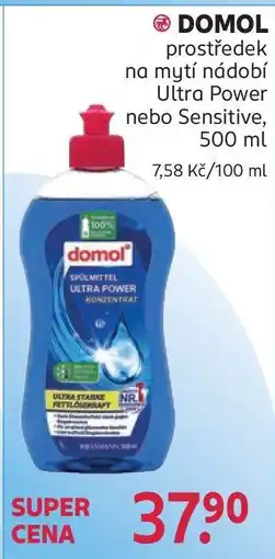 Rossmann DOMOL prostředek na mytí nádobí Ultra Power nebo Sensitive nabídka