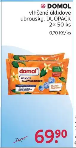 Rossmann DOMOL vlhčené úklidové ubrousky, DUOPACK nabídka
