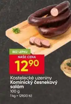 Hruška Kostelecké uzeniny Kominický česnekový salám nabídka