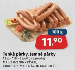 Coop Tenké párky, Jemné párky nabídka