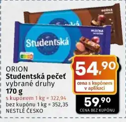 Coop ORION STUDENTSKÁ PEČEŤ vybrané druhy nabídka