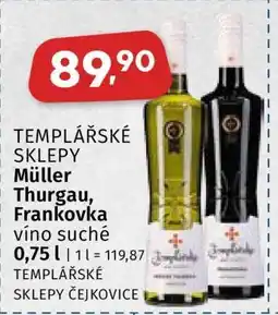 Coop TEMPLÁŘSKÉ SKLEPY Müller Thurgau, Frankovka nabídka