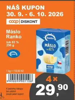 COOP DISKONT Máslo Ranko nabídka