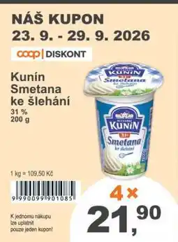 COOP DISKONT Kunín Smetana ke šlehání nabídka