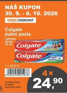 COOP DISKONT Colgate zubní pasta nabídka