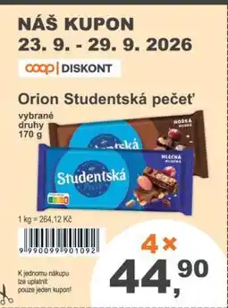 COOP DISKONT Orion Studentská pečeť nabídka