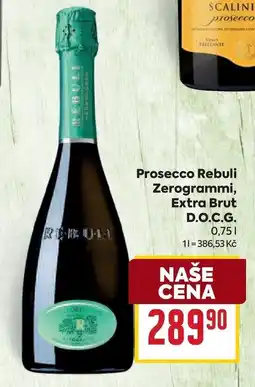 Billa Rebuli Prosecco Zerogrammi Extra Brut nabídka