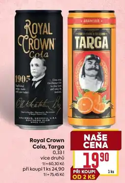 Billa Royal Crown Cola, Targa nabídka