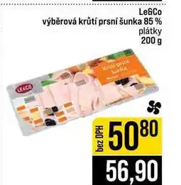 Jip Le&Co výběrová krůtí prsní šunka 85% plátky 200 g 100g nabídka