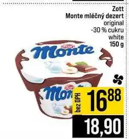 Jip Zott Monte mléčný dezert original -30% cukru Monte white nabídka
