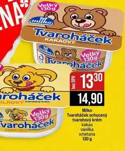 Jip Milko Tvaroháček ochucený tvarohový krém kakao vanilka smetana nabídka