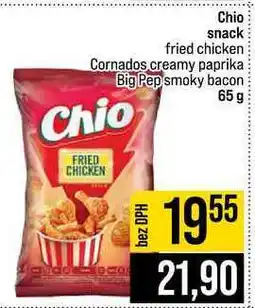 Jip Chio snack fried chicken Cornados creamy paprika Big Pep smoky bacon nabídka