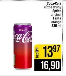 Jip Coca-Cola různé druhy Sprite original Fanta orange nabídka