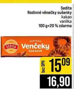 Jip Sedita Rodinné věnečky sušenky kakao vanilka 100 g+20% zdarma nabídka