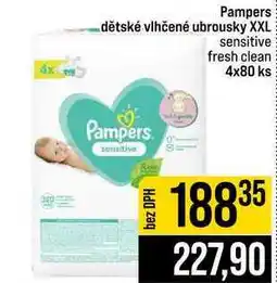 Jip Pampers dětské vlhčené ubrousky XXL sensitive fresh clean 4x80 ks nabídka