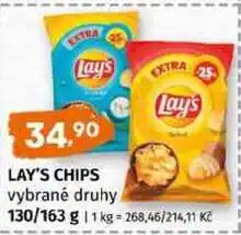 Trefa LAY'S CHIPS vybrané druhy 130/163 g nabídka