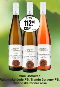 Adam Vina Ostrovec Rulandske šedé PS, Tramín červený PS, Rulandské modré rosé nabídka