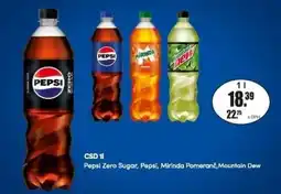 Adam Pepsi Zero Sugar, Pepsi, Mirinda Pomeranč, Mountain Dew nabídka