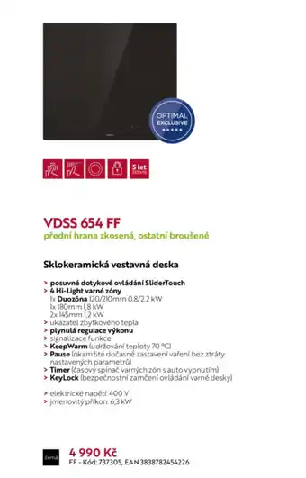 Sklokeramická vestavná deska