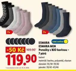 Lidl ESMARA ESMARA MEN Ponožky s BIO bavlnou – 7 párů nabídka