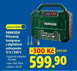 Lidl PARKSIDE Přenosný kompresor s digitálním zobrazením 12 V / 230 V nabídka