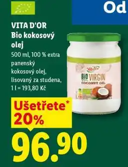Lidl VITA D'OR Bio kokosový olej nabídka