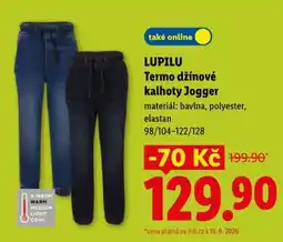 Lidl LUPILU Termo džínové kalhoty Jogger nabídka