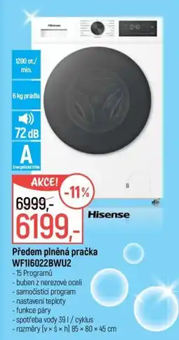 Globus Hisense předem plněná pračka wf116022bwu2 nabídka