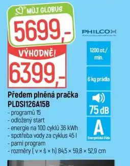 Globus Philco předem plněná pračka PLDSI126A15B nabídka