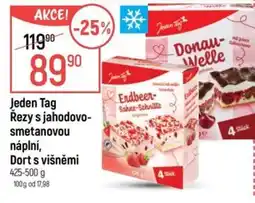 Globus Jeden Tag Řezy s jahodovo-smetanovou náplní, Dort s višňemi nabídka