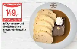 Globus Restaurace Svíčková na smetaně s hovězím masem a houskovými knedlíky nabídka