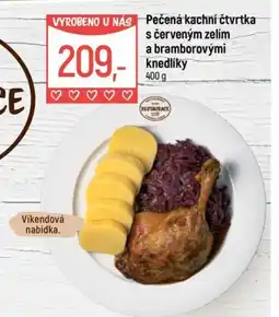 Globus Restaurace pečená kachní čtvrtka s červeným zelím a bramborovými knedlíky nabídka