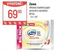Globus Zewa vlhčený toaletní papír almond a sensitive nabídka