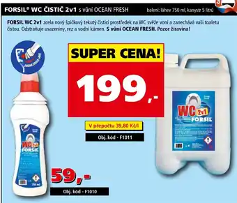 Forsil wc čistič 2v1 s vůní ocean fresh