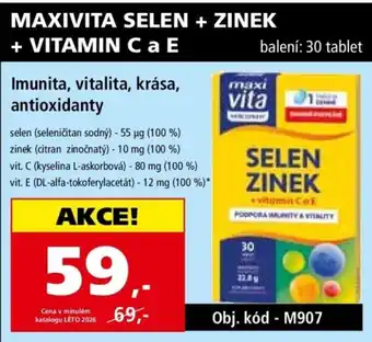 Maxivita selen + zinek + vitamin c a e