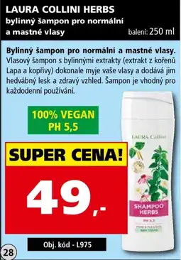 Efekt Laura collini herbs bylinný šampon pro normální a mastné vlasy nabídka