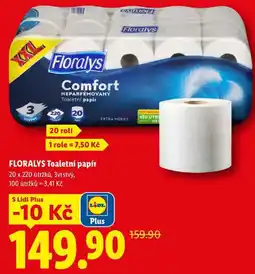 Lidl FLORALYS Toaletní papír, 20 x 220 útržků, 3vrstvý nabídka