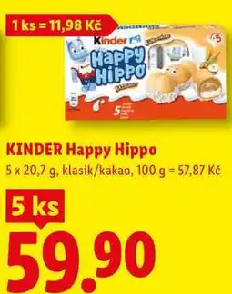 Lidl KINDER Happy Hippo, 5 x 20,7 g, klasik/kakao nabídka