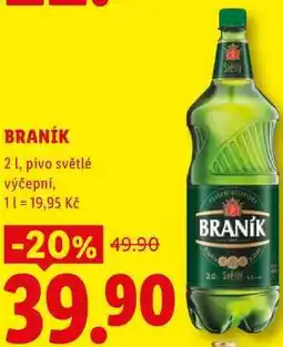 Lidl Světly BRANÍK 2 1, pivo světlé výčepní nabídka