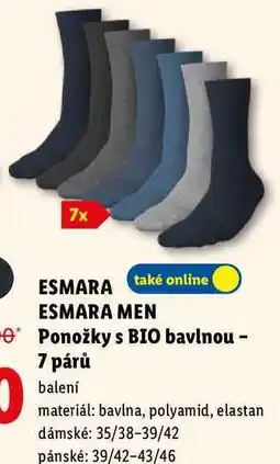Lidl ESMARA MEN Ponožky s BIO bavlnou - 7 párů balení nabídka