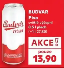 Kaufland Budvar pivo světlé výčepní nabídka