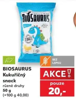 Kaufland Biosaurus kukuřičný snack nabídka