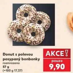 Kaufland Donut s polevou posypaný bonbonky nabídka