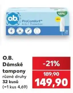 Kaufland O.B. dámské tampony nabídka